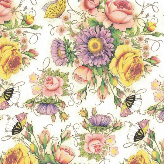 Bright Floral and Butterfly Print Paper ~ Kartos Italy